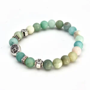 Bracelet Ange Gardien - Amazonite Givrée - Bijou Religieux Apaisant