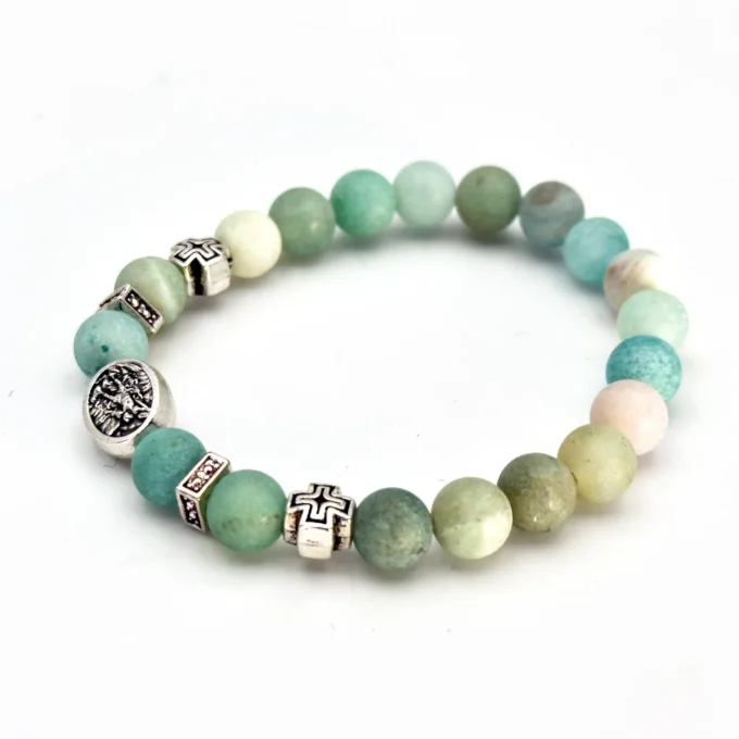 Bracelet Ange Gardien - Amazonite Givrée - Bijou Religieux Apaisant