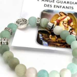 Bracelet Ange Gardien - Amazonite Givrée - Bijou Religieux Apaisant