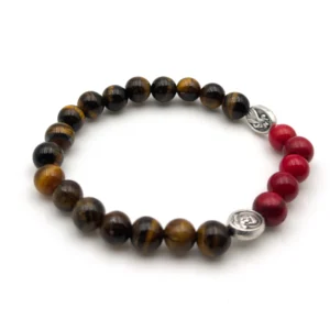 Bracelet Dévotion Saint Padre Pio - Œil de Tigre & Perles Rouges (Stigmates) - Protection & Guérison