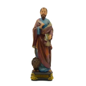 Statue Saint Marc Évangéliste – résine – avec lion – 20 cm