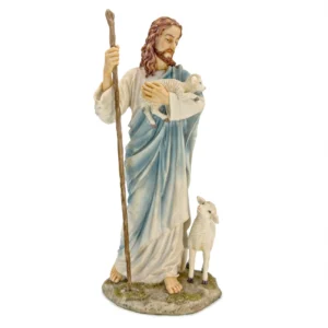 Statue du Christ Bon Pasteur avec agneau – résine –