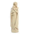 Statue Vierge à l’Enfant en bois naturel – Val Gardena – sculpture artisanale italienne