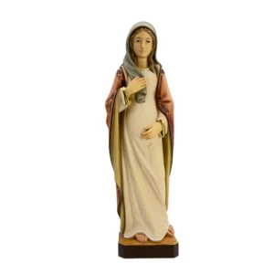 Statue Vierge Marie enceinte – bois sculpté Val Gardena – 20 cm ou 30 cm