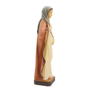 Statue Vierge Marie enceinte – bois sculpté Val Gardena – 20 cm ou 30 cm