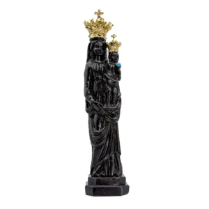 Statue Vierge Noire Couronnée en Résine - Enfant Jésus et Or