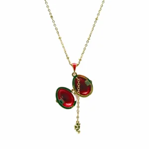 COLLIER PENDENTIF ŒUF "CŒUR ÉMAILLÉ ROUGE" & SECRET D'ANGE - AMOUR PROTECTEUR