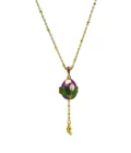 Collier Pendentif "Œuf Impérial" émaillé violet, fleur mystique et ange gardiens