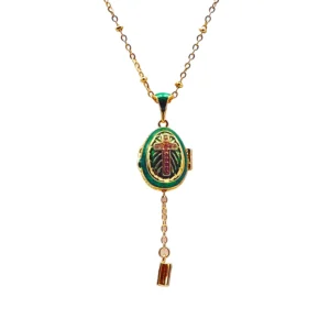 collier pendentif « Œuf Impérial », que j'ai nommé « Vert de l'Espérance & Parole Cachée ».