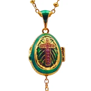 collier pendentif « Œuf Impérial », que j'ai nommé « Vert de l'Espérance & Parole Cachée ».