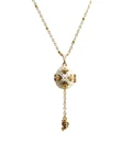 Collier Pendentif "Œuf Impérial" Émaillé Blanc, Treillis Royal Doré et Fleurs