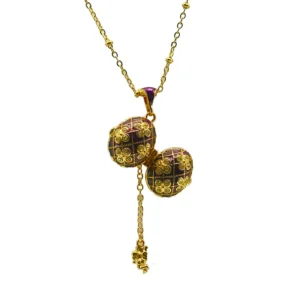 Collier Pendentif "Œuf Impérial" Mosaïque d'Or et Secret d'Ange