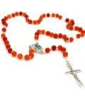 Chapelet Dévotionnel Notre-Dame de Lourdes - Agate Orange (Orange Agate) & Eau Miraculeuse