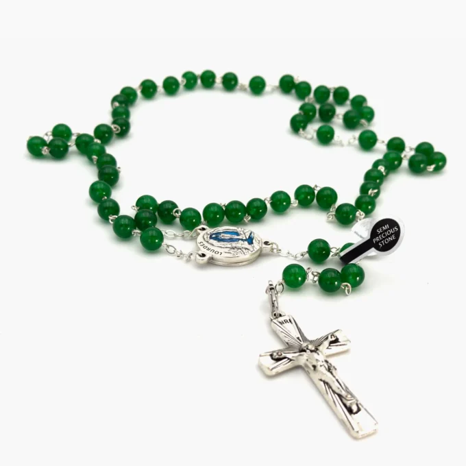 Chapelet Jade (Pierre Naturelle) et Eau de Lourdes