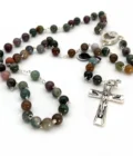 Chapelet Agate Indienne (Indian Agate) et Eau Miraculeuse - Notre-Dame de Lourdes