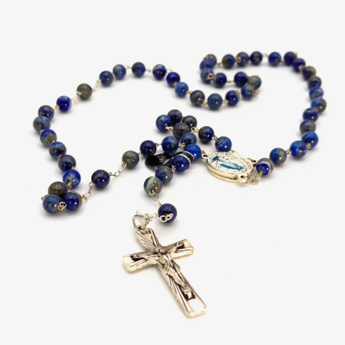 Chapelet Lapis Lazuli et Eau de Lourdes