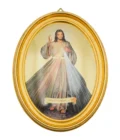 Cadre du Christ Miséricordieux – Une invitation à la confiance - ovale doré 29 x 36 cm