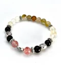 Bracelet chapelet Sainte Thérèse – Perles en quartz multicolore – Médaille religieuse