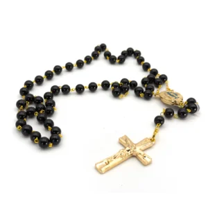 Chapelet en onyx avec eau de Lourdes