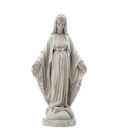 Statue Vierge de la Médaille Miraculeuse en Poudre de Marbre et Résine - 24 cm