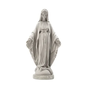 Statue Vierge de la Médaille Miraculeuse en Poudre de Marbre et Résine - 24 cm