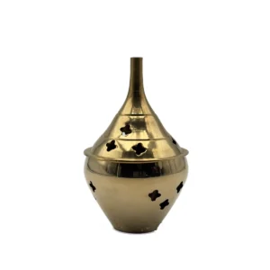 Petit Encensoir Brûle-Encens Forme Goutte en Laiton Poli Lisse - Élégance et Discrétion (9 cm)