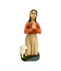 Grande Statue de Sainte Bernadette Soubirous en Prière avec Mouton - Résine Peinte (45 cm)
