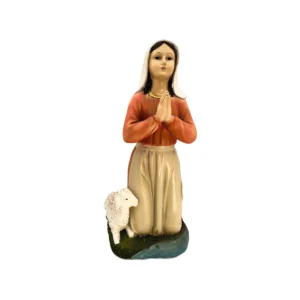 Grande Statue de Sainte Bernadette Soubirous en Prière avec Mouton - Résine Peinte (45 cm)