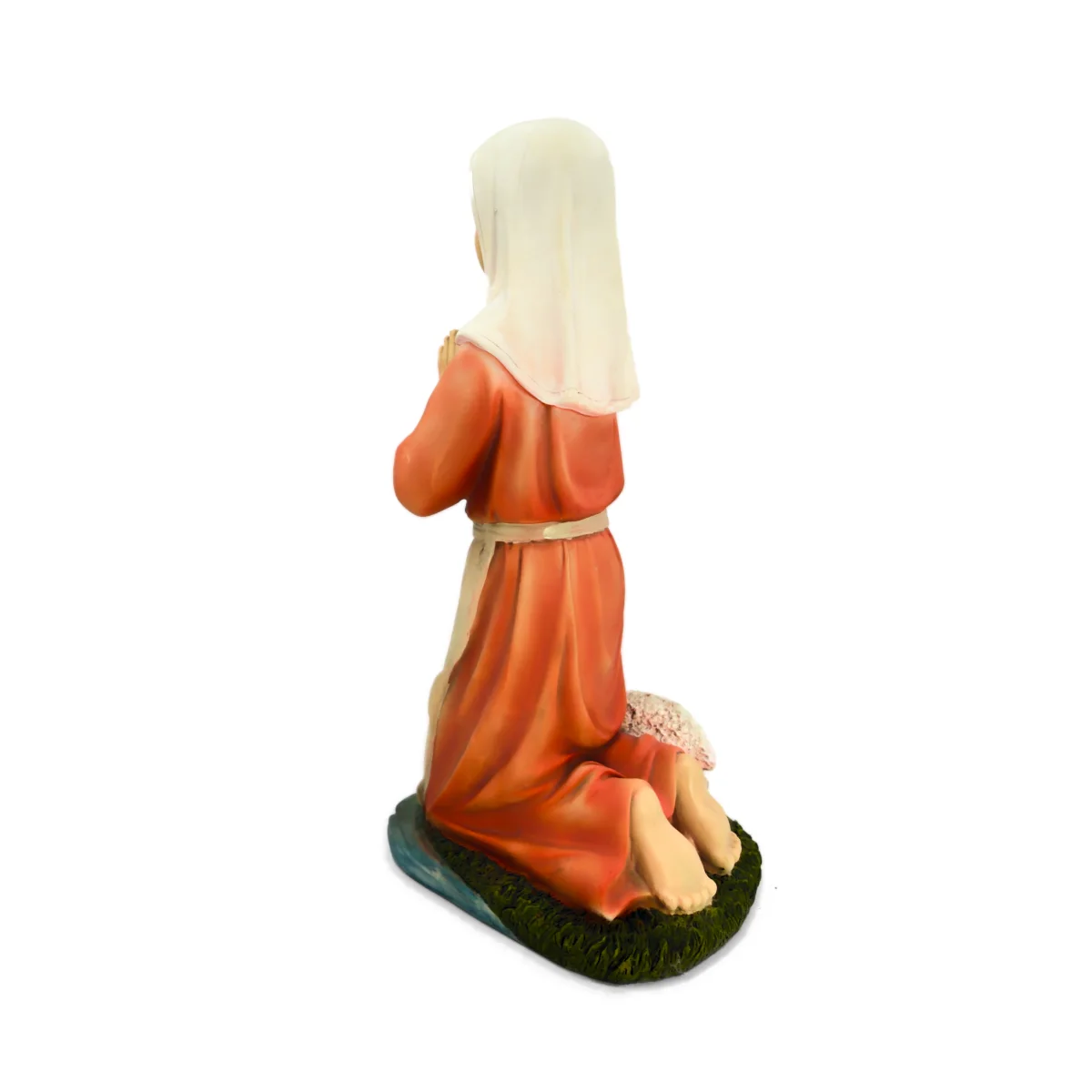 Grande Statue de Sainte Bernadette Soubirous en Prière avec Mouton - Résine Peinte (45 cm)