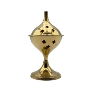 Grand Encensoir Brûle-Encens Forme Calice en Laiton Doré Poli - Élégance Liturgique (15 cm)