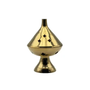 Encensoir Brûle-Encens sur Pied en Laiton Doré Lisse - Élégance et Pureté (10 cm)