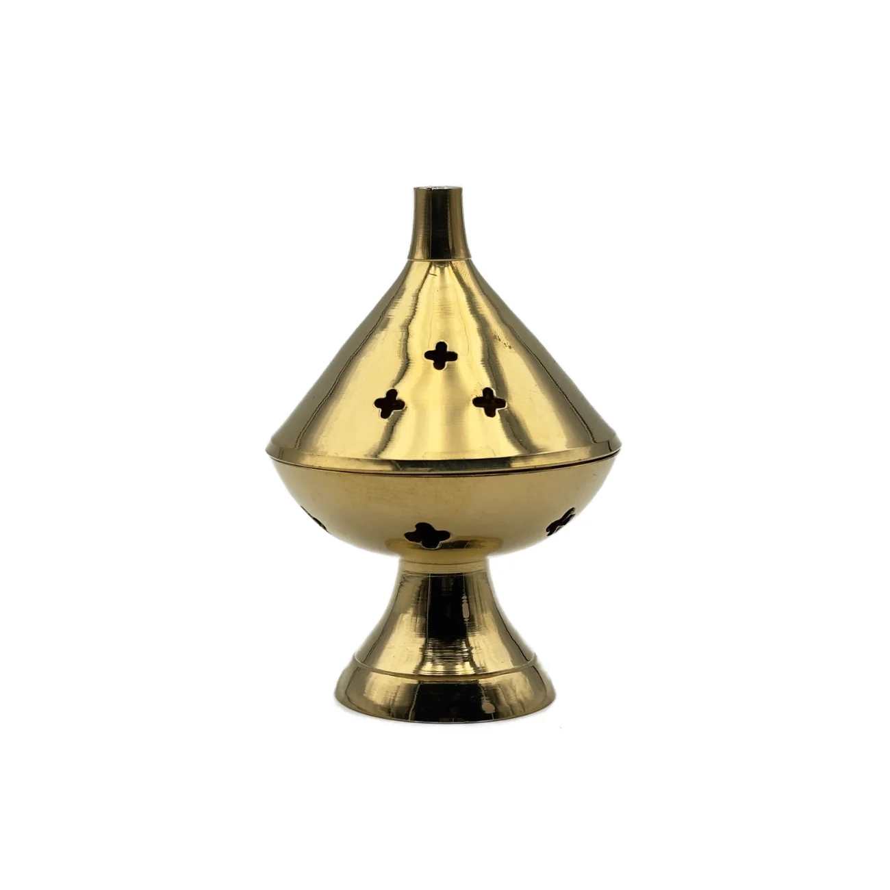 Encensoir Brûle-Encens sur Pied en Laiton Doré Lisse - Élégance et Pureté (10 cm)