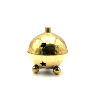 Petit Encensoir Brûle-Encens Sphérique "Globe Étoilé" en Laiton Martelé (6 cm)