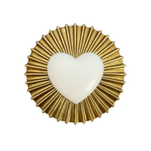 Ex-Voto Mural Rond "Cœur Solaire" Rayonnant - Décoration Spirituelle Lumineuse (15,5 cm)