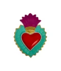Ex-Voto Mural "Cœur Ardent" Coloré - Décoration Bohème Turquoise, Rouge et Fuchsia (13,5 cm)