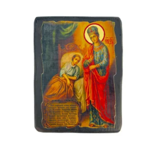 Icône Vierge Marie "La Guérisseuse" sur Bois - Fabrication Artisanale avec Sceau (2 tailles)