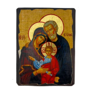 Icône de la Sainte Famille sur Bois - Amour et Protection du Foyer