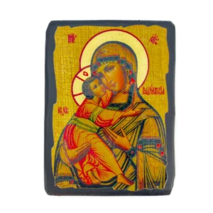 Icône Vierge de Vladimir sur Bois - Modèle de Tendresse Maternelle