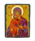 Icône Vierge de Tolga sur Bois - L'Étreinte Maternelle (Tendresse)