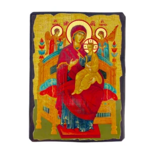 Icône Vierge en Majesté sur Bois - Reine de l'Univers - Pantanassa