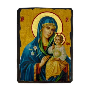 Icône Vierge "Fleur Inépuisable" sur Bois - Pureté et Espérance,