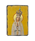 Icône Vierge de Fatima sur Bois Finition Antique - Fabrication Artisanale avec Sceau (2 tailles)