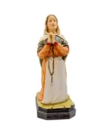 Statue Sainte Bernadette en Prière au Chapelet - Résine Pleine Façon Plâtre Ancien (20 cm)