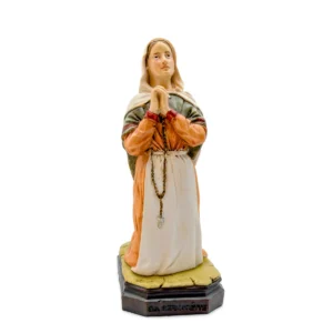 Statue Sainte Bernadette en Prière au Chapelet - Résine Pleine Façon Plâtre Ancien (20 cm)