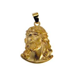 Médaille Visage du Christ aux Épines - Pendentif en Plaqué Or 18 Carats (20 mm)