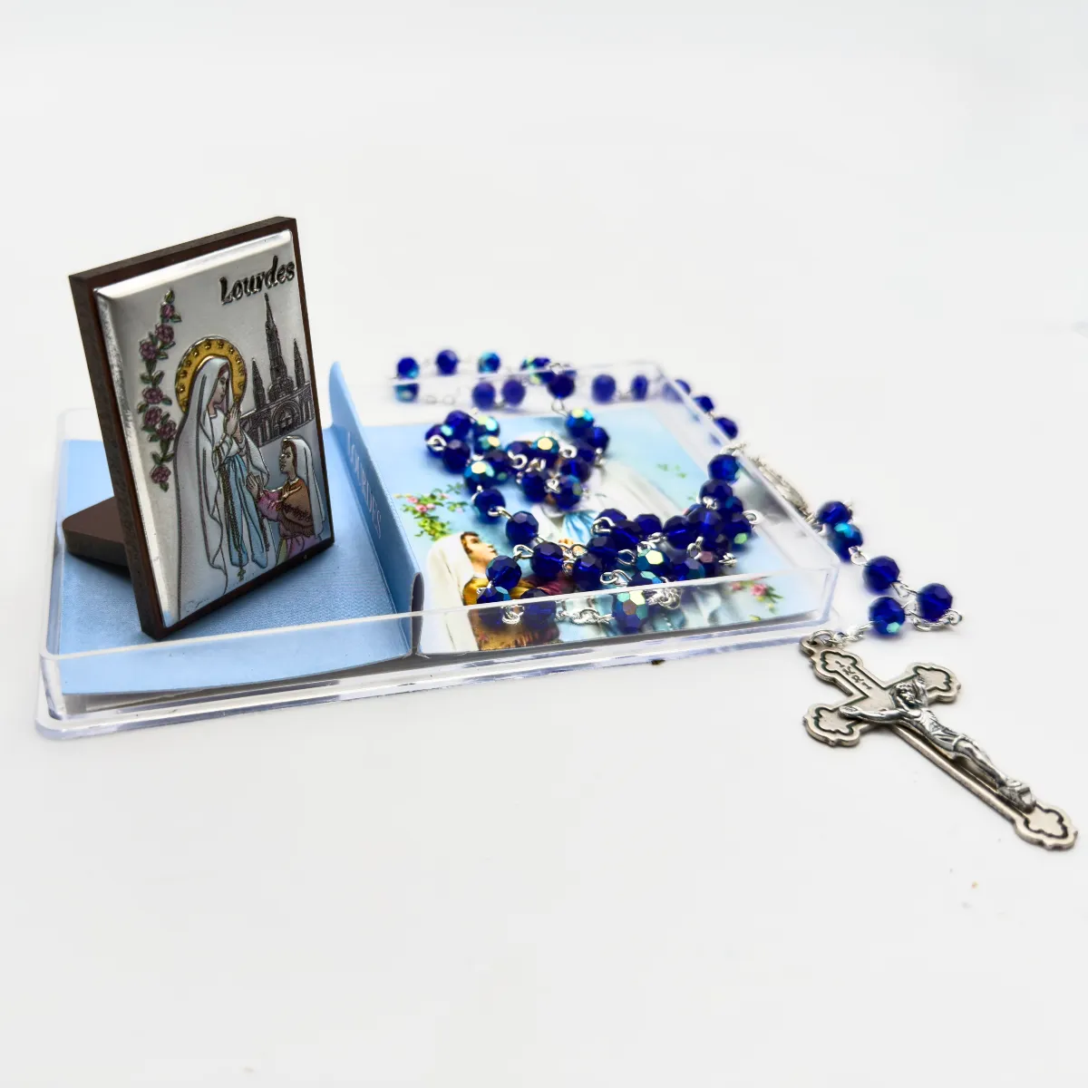 Coffret Souvenir de Lourdes Exclusif : Mini Cadre Argent et son Chapelet (4 Couleurs) – Image 5