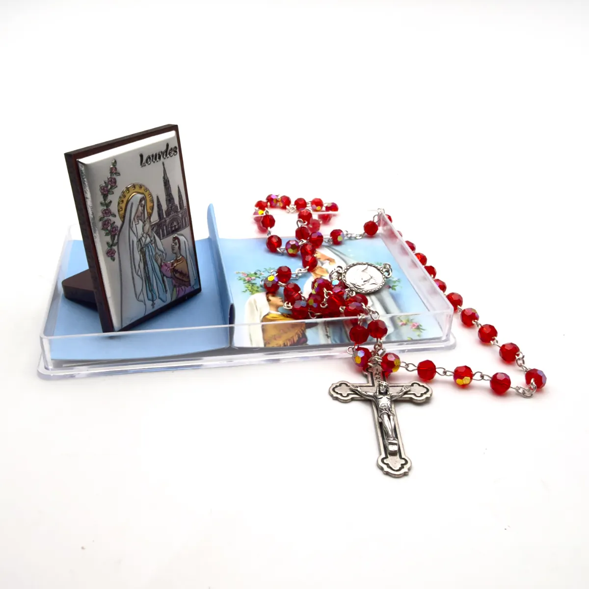 Coffret Souvenir de Lourdes Exclusif : Mini Cadre Argent et son Chapelet (4 Couleurs) – Image 4