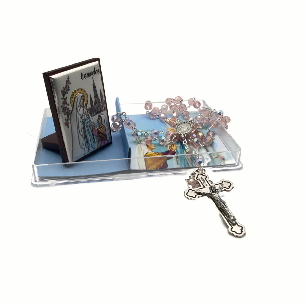 Coffret Souvenir de Lourdes Exclusif : Mini Cadre Argent et son Chapelet (4 Couleurs) – Image 3