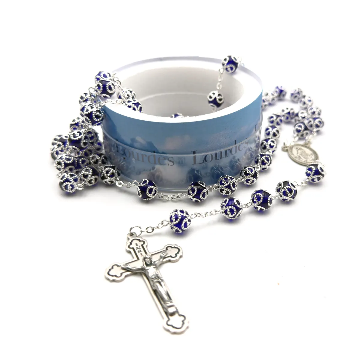 Chapelet Souvenir de Lourdes (Perles Filigranées) avec sa Boîte – Prix Spécial – Image 3