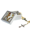 Chapelet de Première Communion Fille (Perles Nacrées) avec sa Boîte Souvenir Argentée